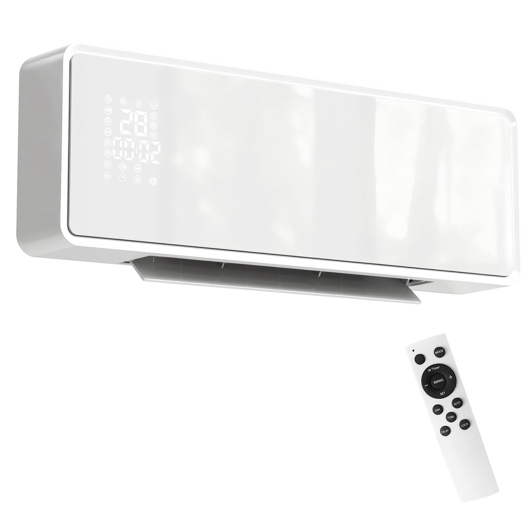 Chauffage mural en céramique 1000/2000W, radiateur électrique, ventilateur, thermostat, minuterie, 54x18,7x12,3cm, blanc