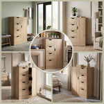 Mobile contenitore dispensa cassettiera moderno 1 anta e 4 cassetti - in legno - per soggiorno, cucina, ingresso, sala da pranzo - marrone