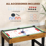 Table multijeux 13 en 1, table de jeu baby-foot, billard, ping-pong, 121x109x80cm, pour enfants et adultes, noyer clair