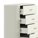 Cassettiera a 5 cassetti, mobile contenitore con frontali scanalati e piedini in metallo, stile moderno, 90x44x120 cm, grigio chiaro