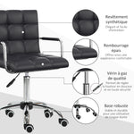 Chaise de bureau fauteuil manager pivotant hauteur réglable revêtement synthétique capitonné noir
