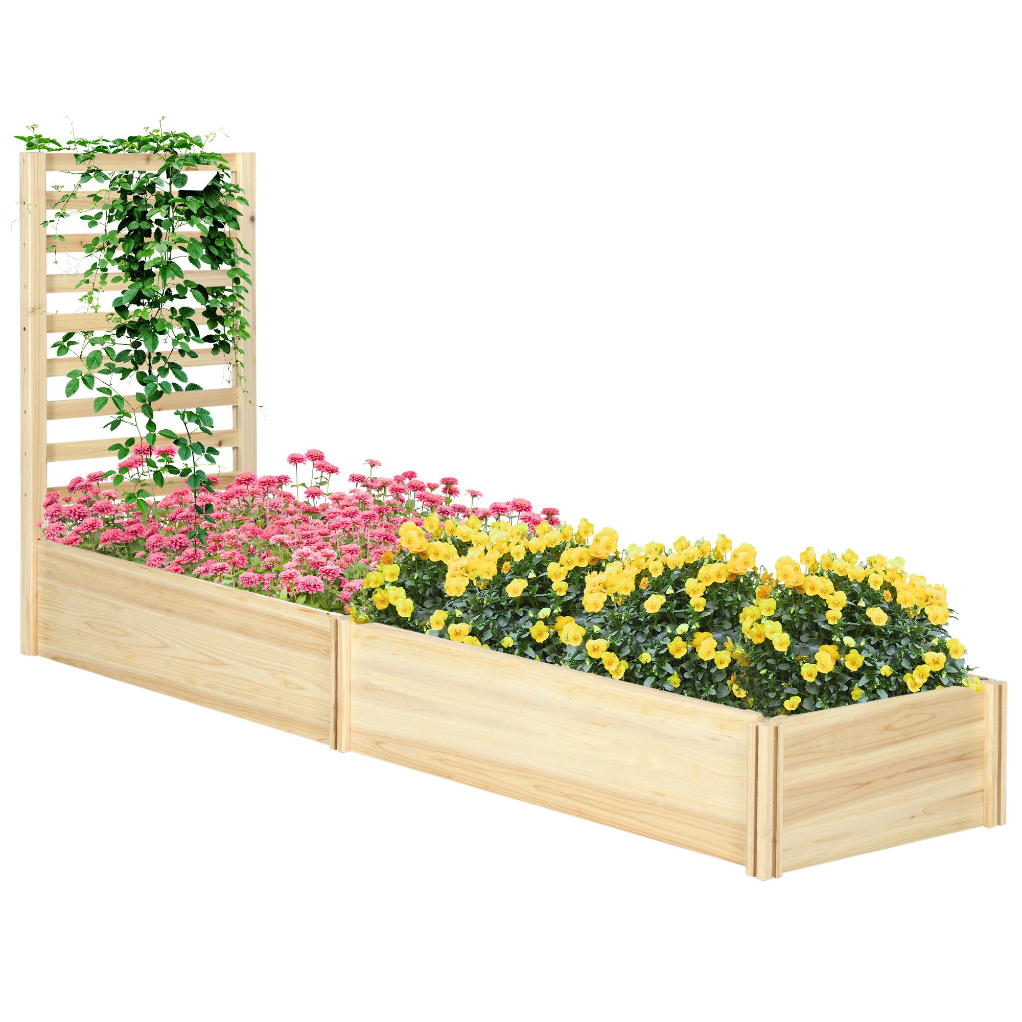 Jardinière avec treillis bac à fleurs jardinière de jardin dim. 230L x 60l x 110H cm effet bois naturel