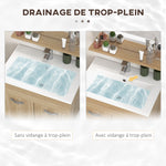 Ensemble de Meubles de Salle de Bain 4 Pièces, Mural, avec Miroir, Meuble sous Vasque, Lavabo et Armoire Haute, Naturel