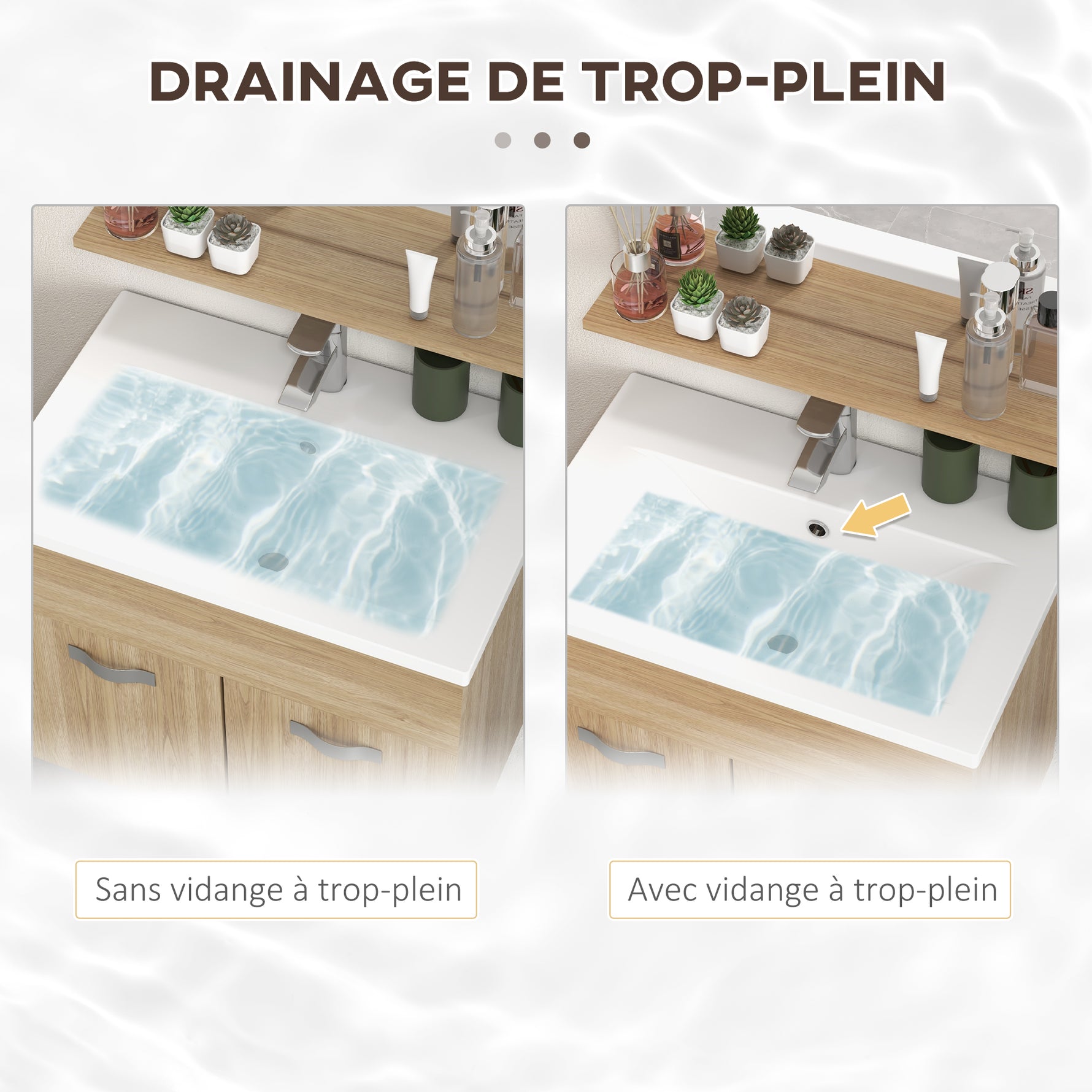 Ensemble de Meubles de Salle de Bain 4 Pièces, Mural, avec Miroir, Meuble sous Vasque, Lavabo et Armoire Haute, Naturel