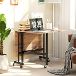 Table pliante cuisine table à manger pliable avec 2 abattants 6 roues pour 4-6 personnes 120 x 80 x 73 cm, brun rustique