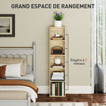 Bibliothèque étagère de rangement 5 niveaux avec étagères réglables pour salon, chambre, bureau, 30x24x133,5cm, naturel