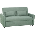 Canapé Convertible 2 Places 3 en 1, Canapé-Lit Clic Clac 160 cm, Dossier Réglable, Assise Large, 2 Oreillers, Vert