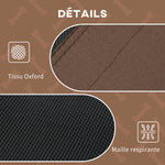 Raised dog/cat bed, UV-resistant micro-perforated Oxford fabric + parasol + carry bag included, brown/black