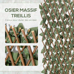 Lot de 4 Haies Artificielles de Lierre Extensible, Feuilles Murale Brise-vue en Polyester Osier, 200 x 100 cm, Vert