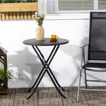 Table basse extérieure pour 2 personnes, table de jardin ronde avec structure en acier, Ø 60 x 73H cm, gris foncé