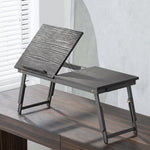 Table de lit pliable et réglable, plateau de lit pour ordinateur portable en bambou plateau inclinable 83,5x33x34cm noir