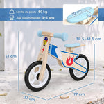 Draisienne Enfants Vélo Bébé sans Pédales avec Selle Réglable en PU, pour 3-5 Ans Jusqu'à 50 kg, Bois Naturel