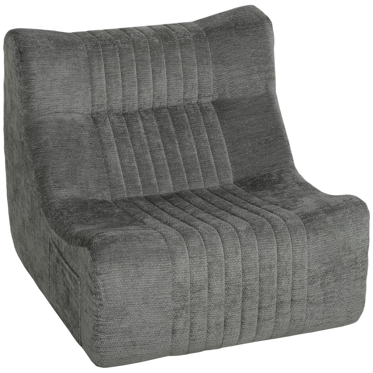 Fauler Sofa-Bodenstuhl in Schmetterlings-Silhouette mit Seitentaschen, kein Zusammenbau erforderlich, 80x90x76cm, Kastaniengrau