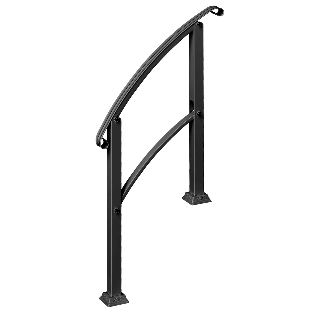 Rampe d'escalier 1 à 3 marches garde-corps pour escalier réglable 0-45° avec kit d'installation 71 x 8 x 148 cm noir
