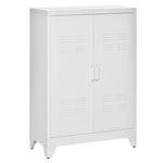 Armadio da ufficio a 3 ripiani mobiletto contenitore per ufficio in metallo 2 ante ripiani regolabili 75 x 33 x 110 cm bianco