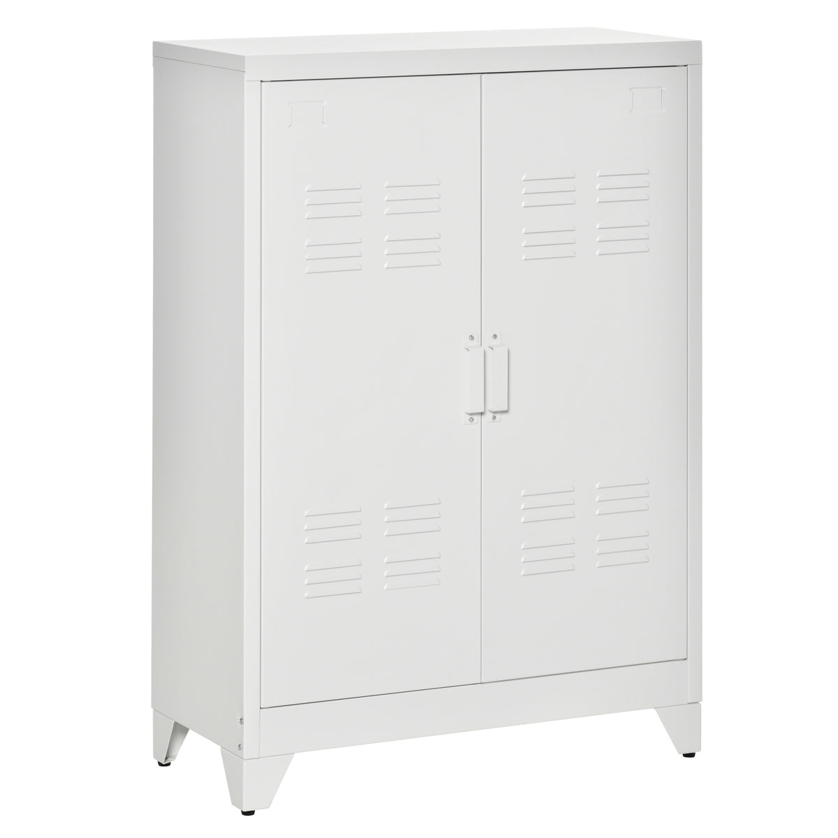 Armadio da ufficio a 3 ripiani mobiletto contenitore per ufficio in metallo 2 ante ripiani regolabili 75 x 33 x 110 cm bianco