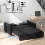 Canapé-lit 2 places convertible 2 en 1 avec 2 coussins et coffre de rangement intégré 152 x 101 x 81 cm gris foncé