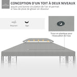 Toile de rechange pour pavillon tonnelle tente 3 x 4 m polyester haute densité 180 g/m² gris clair