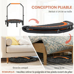 Fitness-Trampolin mit verstellbarem Haltegriff, klappbar, 6 Beine, 28 Federn, Ø 102 cm, schwarz-orange