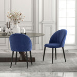 Lot de 2 chaises de salle à manger, chaises de cuisine rembourrées sans accoudoirs, pieds en acier, 52x55x79cm, bleu