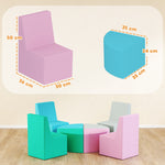 Parcours motricité bébé 8PCS, module motricité bébé mousse EPE et housse en PU, design table et chaises, multicolore