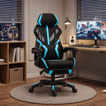 Ergonomic Gaming Chair, Reclining Mesh Gaming Chair with Adjustable Headrest, Lumbar Support, Black and Blue