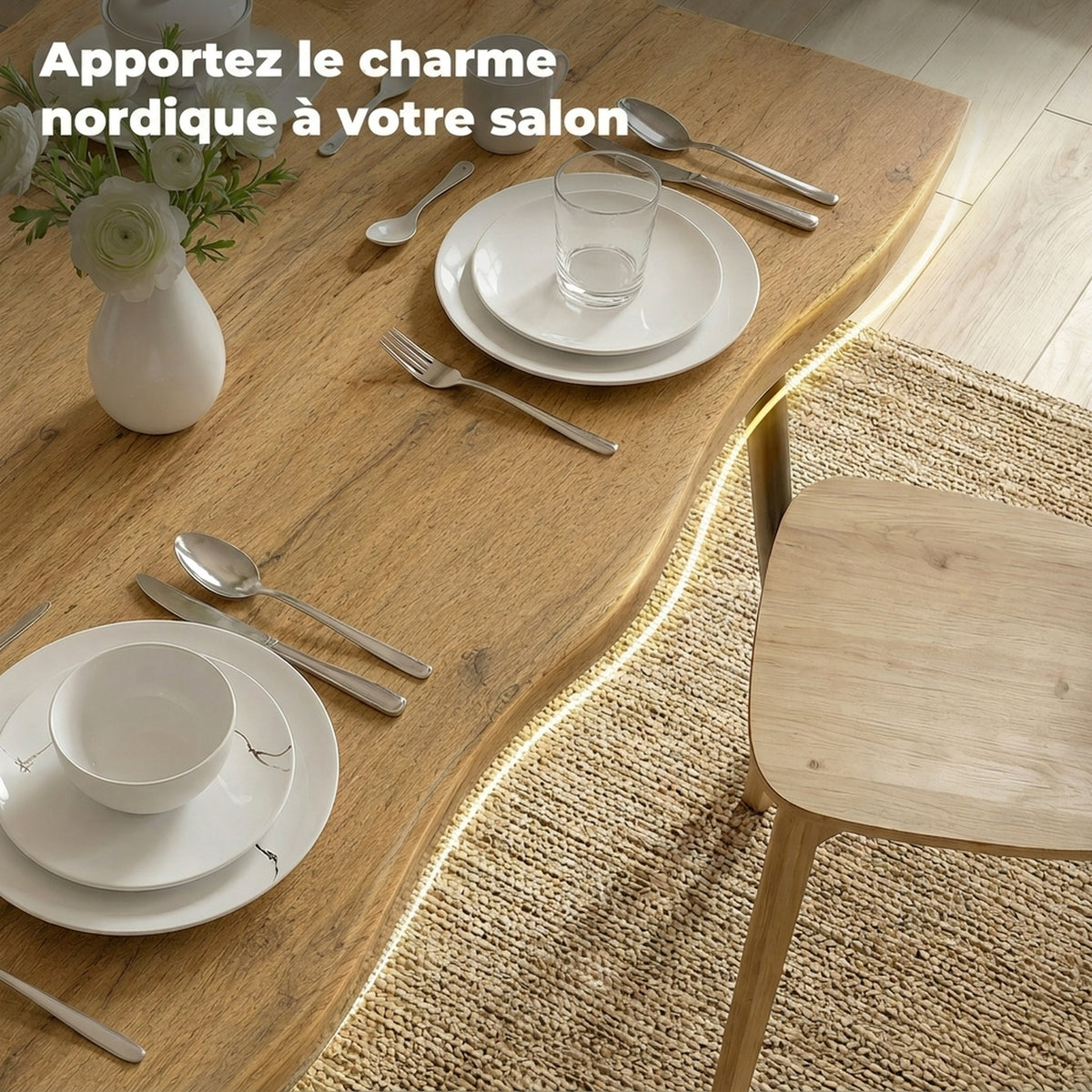 Tavolo da pranzo per 4 persone, 110 x 70 x 75 cm, tavolo da cucina rettangolare, piano spesso effetto legno, rovere