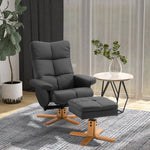 Fauteuil relax avec repose-pied, fauteuil de relaxation en PU, pivotant à 360°, dossier inclinable, assise et dossier rembourrés, rangement caché, pour salon, chambre, home cinéma, noir