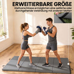 Tapis de gymnastique yoga pilates fitness pliable en 4 avec poignées revêtement synthétique 180 x 80 x 5 cm gris
