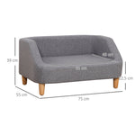 Canapé pour chien lit pour chien animal domestique style scandinave pieds en bois revêtement tissu déhoussable 75 x 55 x 39 cm - gris