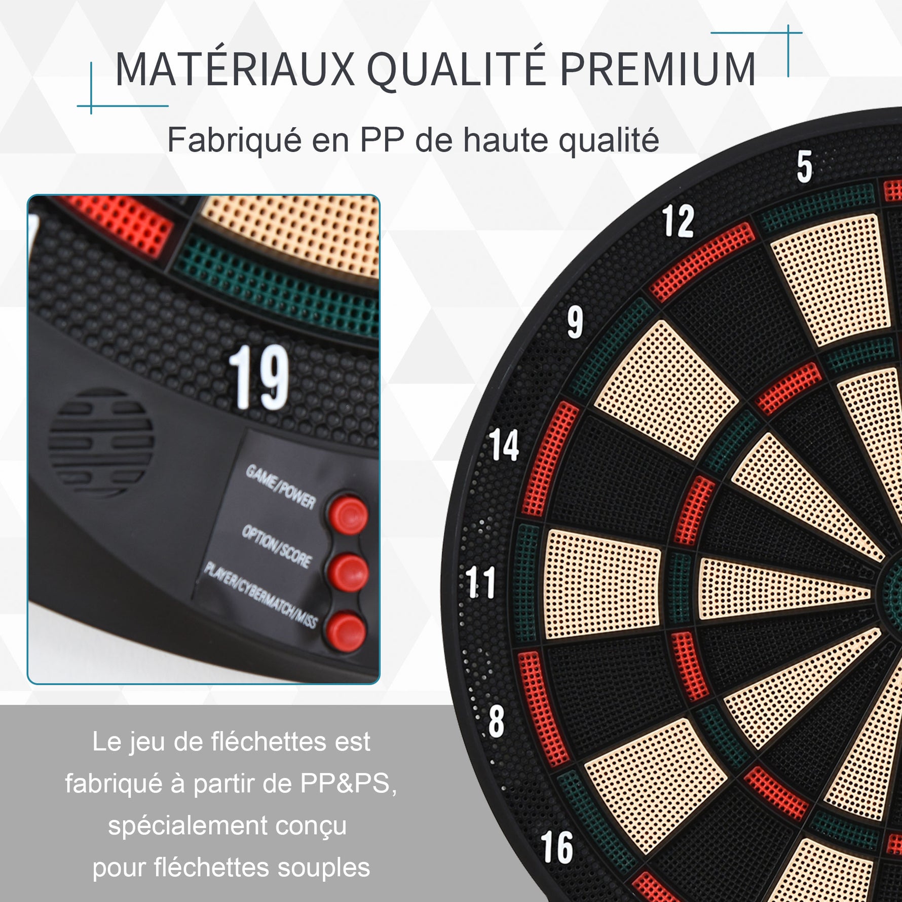 Cible jeu de fléchettes électronique 26 Jeu principals et 185 jeux variations cibles électroniques pour 8 joueurs 30 flechette pointe affichage LCD haut-parleur noir