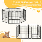 Luxe parc enclos modulable acier époxy porte verrouillable pour chiens, lapins, rongeurs, petits animaux, intérieur et extérieur 80 x 80 cm noir