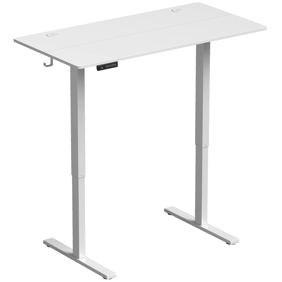 Bureau Assis Debout Électrique 120 x 60 cm, Mémoire 3 Hauteurs, Sécurité Enfant et Anti-Collision, pour Travail, Blanc