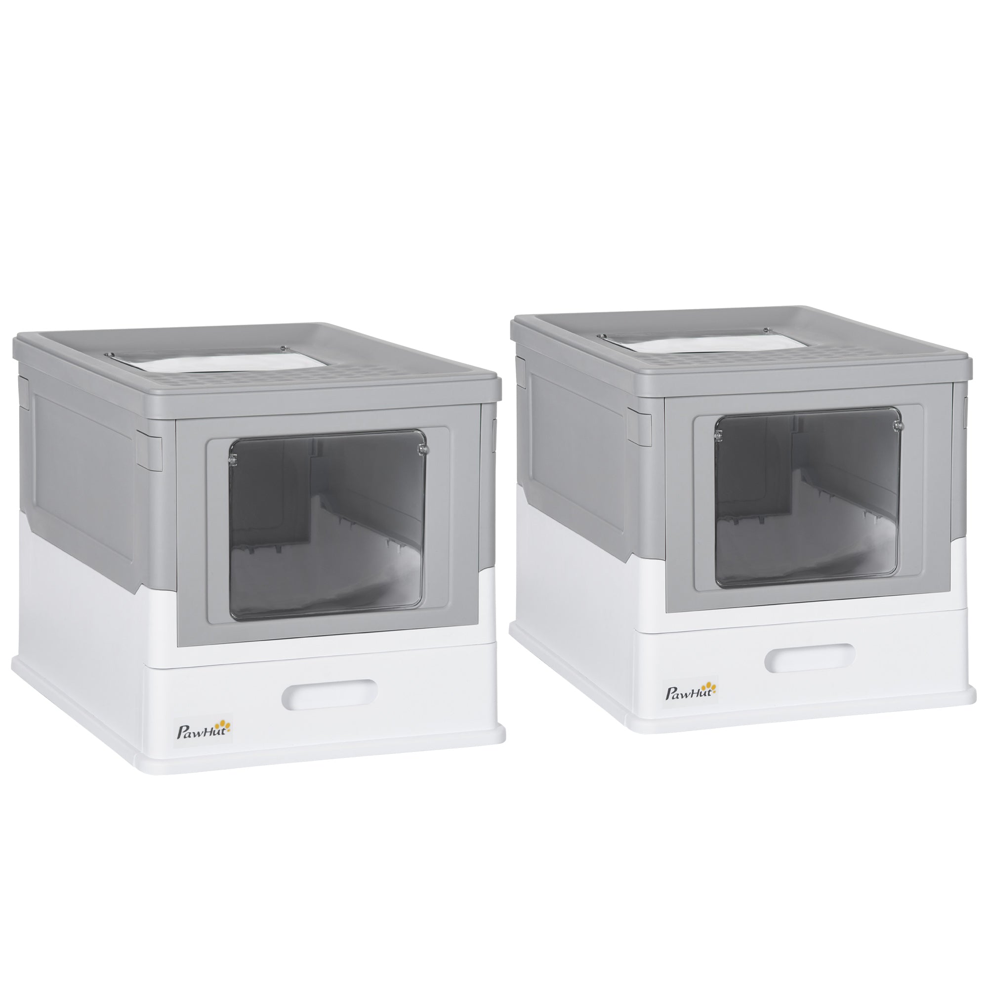 Lot de 2 maisons de toilette pour chat pliable double porte battante et supérieure pelle fourni 47,5 x 35,5 x 36,7 cm