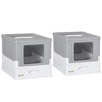 Lot de 2 maisons de toilette pour chat pliable double porte battante et supérieure pelle fourni 47,5 x 35,5 x 36,7 cm