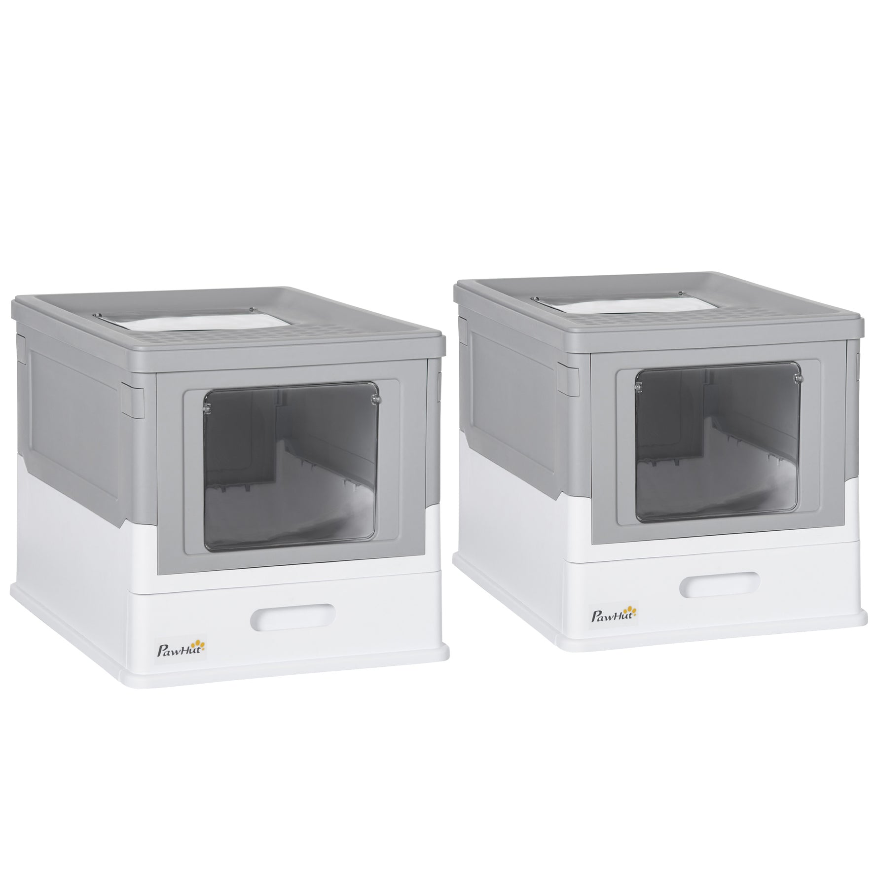 Lot de 2 maisons de toilette pour chat pliable double porte battante et supérieure pelle fourni 47,5 x 35,5 x 36,7 cm