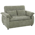 Canapé Convertible 2 Places, Canapé-Lit 3 en 1 Velours 137 cm, Dossier Réglable, Assise Large, 2 Oreillers, Vert