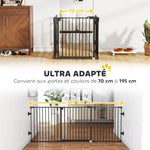 Barriere de securite chien pliable avec porte en acier 3 panneaux modulable fermeture automatique 202,5 x 2 x 76 cm noir