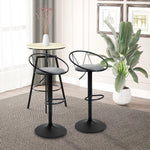 Lot de 2 tabourets de Bar Design néo-rétro réglable pivotant avec Repose-Pied métal Noir Lin Gris