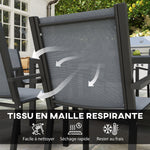 Ensemble de salle à manger de jardin pour 6 personnes salon de jardin extérieur cadres en acier chaises empilables gris