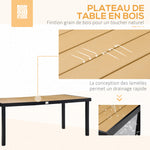 Salon de jardin extérieur 6 personnes, cadre en aluminium, table 190 cm, 6 chaises pliables et inclinables, noir