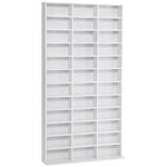 Étagère Rangement CD/DVD Meuble de Rangement pour 1116 CDs 36 Compartiments réglables en Hauteur Blanc