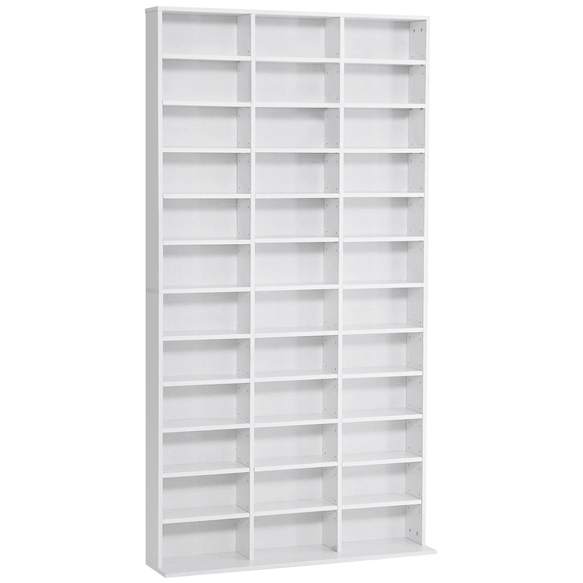 Étagère Rangement CD/DVD Meuble de Rangement pour 1116 CDs 36 Compartiments réglables en Hauteur Blanc