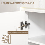 Buffet salon, meuble de rangement avec éclairage LED 4 tiroirs portes à fermeture douce 120 x 34 x 80 cm, blanc brillant