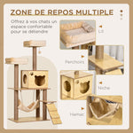 Arbre à chats design contemporain griffoirs grattoirs sisal naturel niche plate-formes hamac boule beige