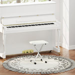 Tabouret piano pliable, banc piano réglable en hauteur, siège rembourré en PU, 39 x 29 x 37-47 cm, blanc