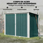 Cache Poubelle Extérieur en Acier Galvanisé pour 2 Poubelles, Double Porte, Couvercle Pneumatique, 180x108x130cm, Vert