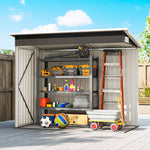 Abri de jardin en métal cabane jardin extérieure triple porte verrouillable toit incliné aérations 234x132x185cm gris