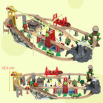 Set de Train en Bois pour Enfants, 100 Pièces, Jouets Ferroviaire Magnétique avec Grue, Pont, Hélicoptère, Multicolore