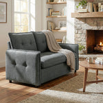 Canapé 2 places, canapé de salon moderne 131 cm avec assise rembourrée, coussins à ressorts, tissu en lin, gris foncé